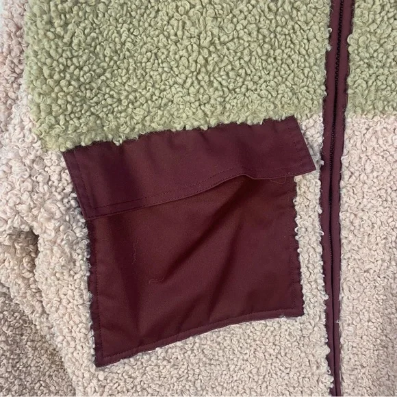 For Love and Lemons Sherpa Patchwork Color Block Full Zip Jacket - Picture 9 of 16